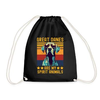 Dogue allemand avec lunettes de soleil rétro - Sac de sport léger - noir - Devant