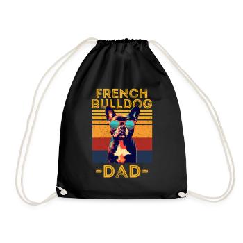 French bulldog with sunglasses retro - Drawstring Bag - black - Front