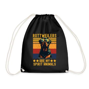 Rottweiler mit sonnenbrille retro - Turnbeutel - Schwarz - Vorne