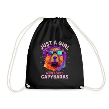 Capybara with sunglasses Capybara Girl - Drawstring Bag - black - Front