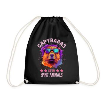 Capybara mit Sonnenbrille - Turnbeutel - Schwarz - Vorne