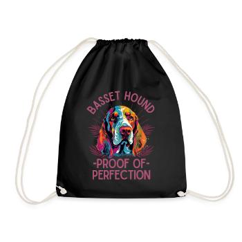 Basset Hound Lovers Colorful Basset Hound Art - Drawstring Bag - black - Front
