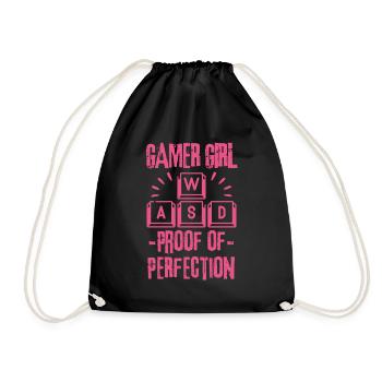 Gamer girl Proof of Perfection - Drawstring Bag - black - Front