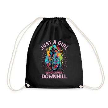 Downhill mountain biking Downhill rider - Drawstring Bag - black - Front
