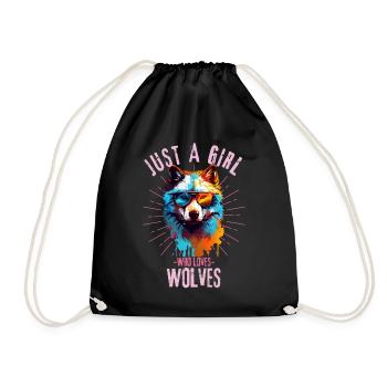 Loup coloré avec des lunettes de soleil - Sac de sport léger - noir - Devant