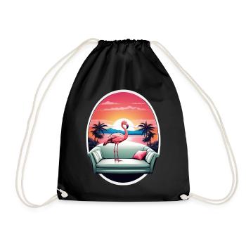 Flamingo Sofa - Drawstring Bag - black - Front