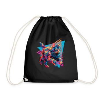 Maine Coon 80s Style - Drawstring Bag - black - Front