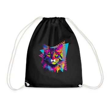 Maine Coon 80s Style - Drawstring Bag - black - Front