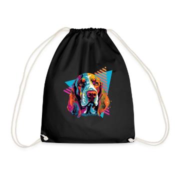 Basset Hound 80s Style - Drawstring Bag - black - Front