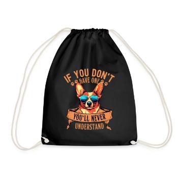 Corgi with sunglasses - Drawstring Bag - black - Front