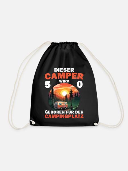Lustiger Camper Wohnmobil 50 Geburtstag Camping - Turnbeutel - Schwarz