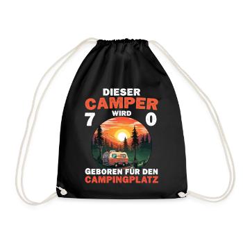 Lustiger Camper 70 Geburtstag Camping Spruch - Turnbeutel - Schwarz - Vorne