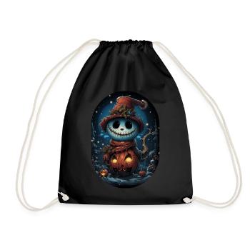 James the Friendly Halloween Snowman - Drawstring Bag - black - Front