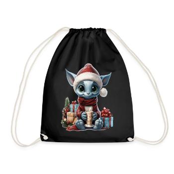 Gnomie der blaue Weihnachtsgnom. - Turnbeutel - Schwarz - Vorne