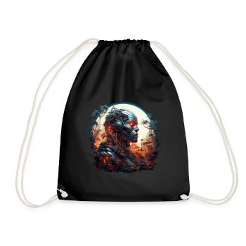 Cyborg resurrection in the jungle. - Drawstring Bag - black - Front