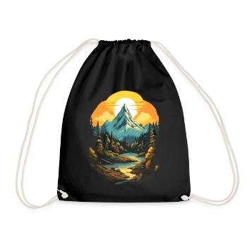 Mountains at sunset - Drawstring Bag - black - Front