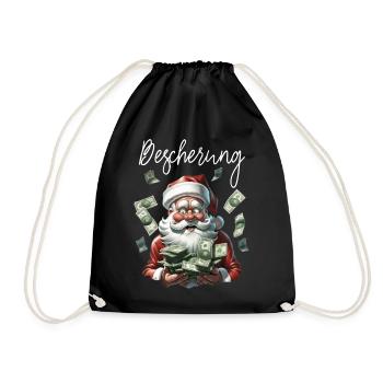 Geldregen Santa Weihnachten Weihnachtsmann - Turnbeutel - Schwarz - Vorne