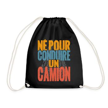 Cadeau routier né pour conduire camion chauffeur - Sac de sport léger - noir - Devant