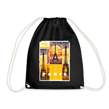 Paris, Eiffel Tower, France, City, Skyline, Art - Drawstring Bag - black - Front