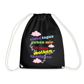 eines Tages - Wolken - Trauer und Verlust Motiv - Turnbeutel - Schwarz - Vorne