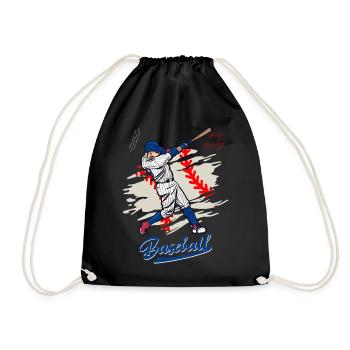 Dynamic Baseball Swing Illustration - Drawstring Bag - black - Front