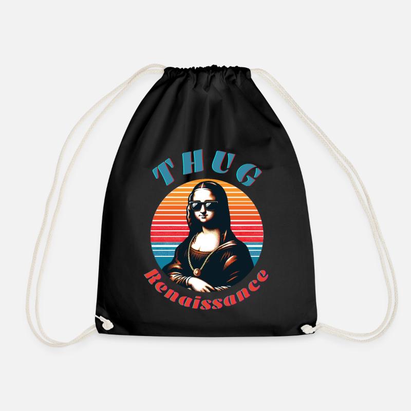 Hipster Mona mit Retro-Vibe - Turnbeutel - Schwarz