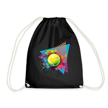 Tennisball Tennis Farbspritzer Color Splash - Turnbeutel - Schwarz - Vorne