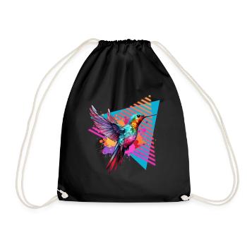 Colorful Hummingbird Paint Splash Paint Splash - Drawstring Bag - black - Front
