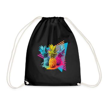 Colorful Pineapple Splash of Paint Splashes - Drawstring Bag - black - Front