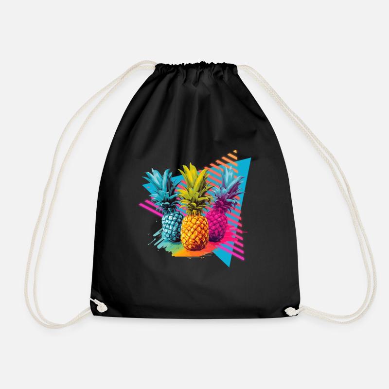 Bunte Ananas Farbklecks Farbspritzer - Turnbeutel - Schwarz