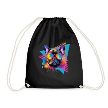 Lunettes de soleil bouledogue français coloré des années 80 - Sac de sport léger - noir - Devant