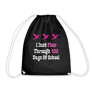 I Just Flew Through 100 Days Of School - Drawstring Bag - black - Front