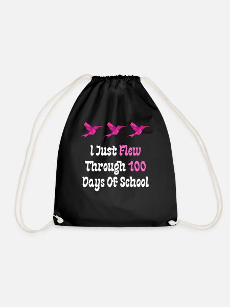 I Just Flew Through 100 Days Of School - Drawstring Bag - black