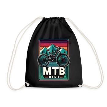 Mountainbike MTB Fahrt im Vintage-Stil - Turnbeutel - Schwarz - Vorne