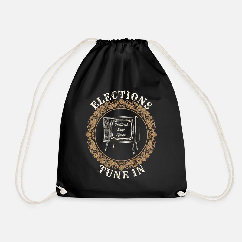 Retro Election TV Satire - Drawstring Bag - black