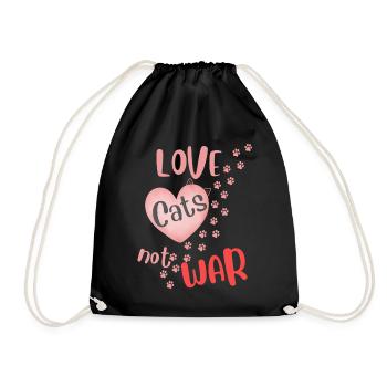 Love Cats Not War - Drawstring Bag - black - Front