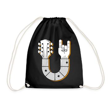 Musical Guitar Hand Sign Illustration - Drawstring Bag - black - Front