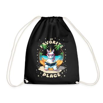Licorne avec livre - Sac de sport léger - noir - Devant