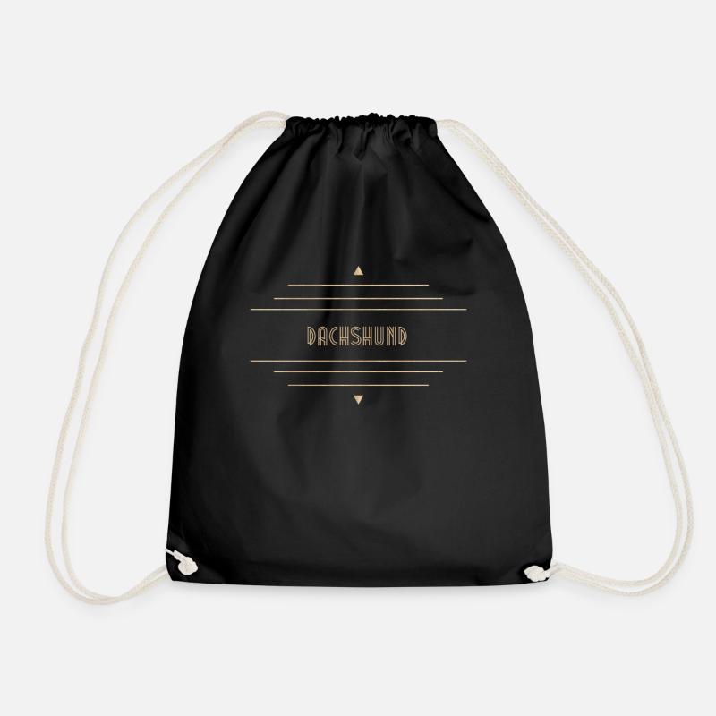 Dachshund Saying, Dachshund Motif, Dachshund Art Deco - Drawstring Bag - black