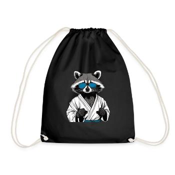 Waschbär Kampfsport Karate Judo MMA Geschenkidee - Turnbeutel - Schwarz - Vorne