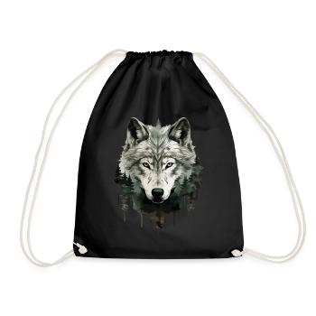 Loup, Tête de loup, Nature, Nature sauvage, Aventure, Forêt, Art - Sac de sport léger - noir - Devant