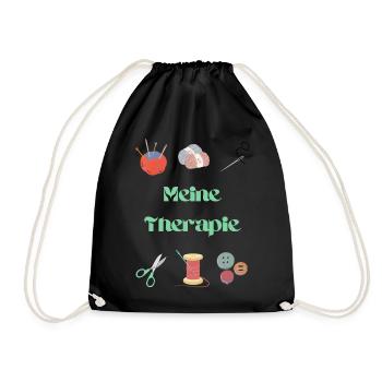 My therapy: crochet & sewing - Drawstring Bag - black - Front