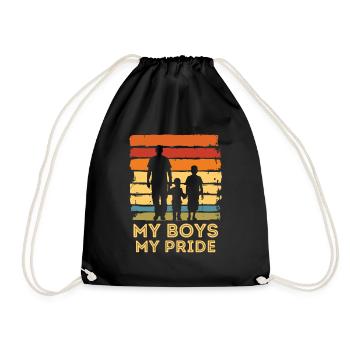Father's Day father with two sons retro vintage - Drawstring Bag - black - Front