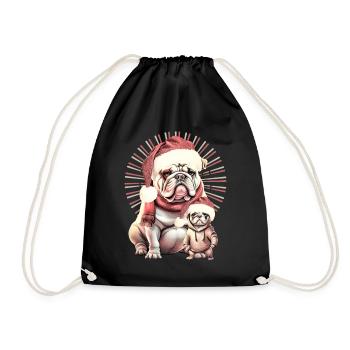 Duo Bouledogue de Noël - Sac de sport léger - noir - Devant
