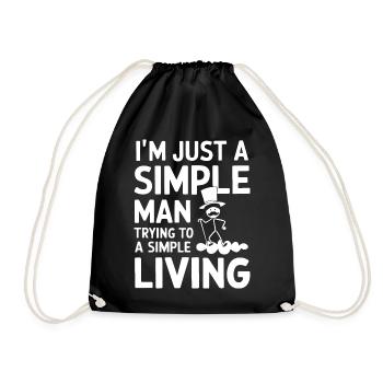 Simple Man Illustration Quote T-Shirt - Drawstring Bag - black - Front