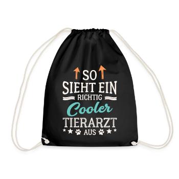 So sieht ein richtig cooler Tierarzt aus Veterinär - Turnbeutel - Schwarz - Vorne