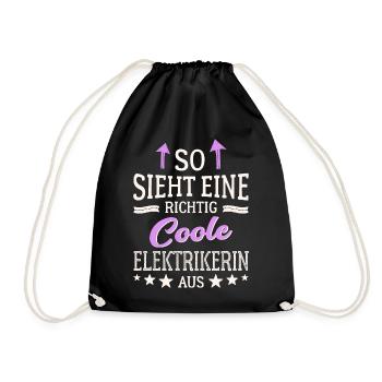 So sieht eine richtig coole Elektrikerin aus - Turnbeutel - Schwarz - Vorne