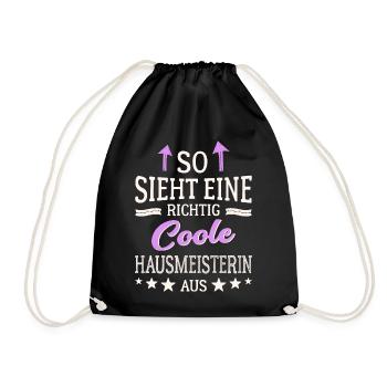 So sieht eine richtig coole Hausmeisterin aus - Turnbeutel - Schwarz - Vorne