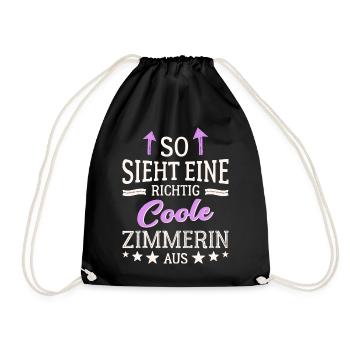 So sieht eine richtig coole Zimmerin aus - Turnbeutel - Schwarz - Vorne