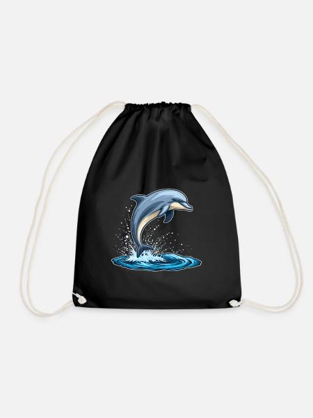 Dolphin - Drawstring Bag - black